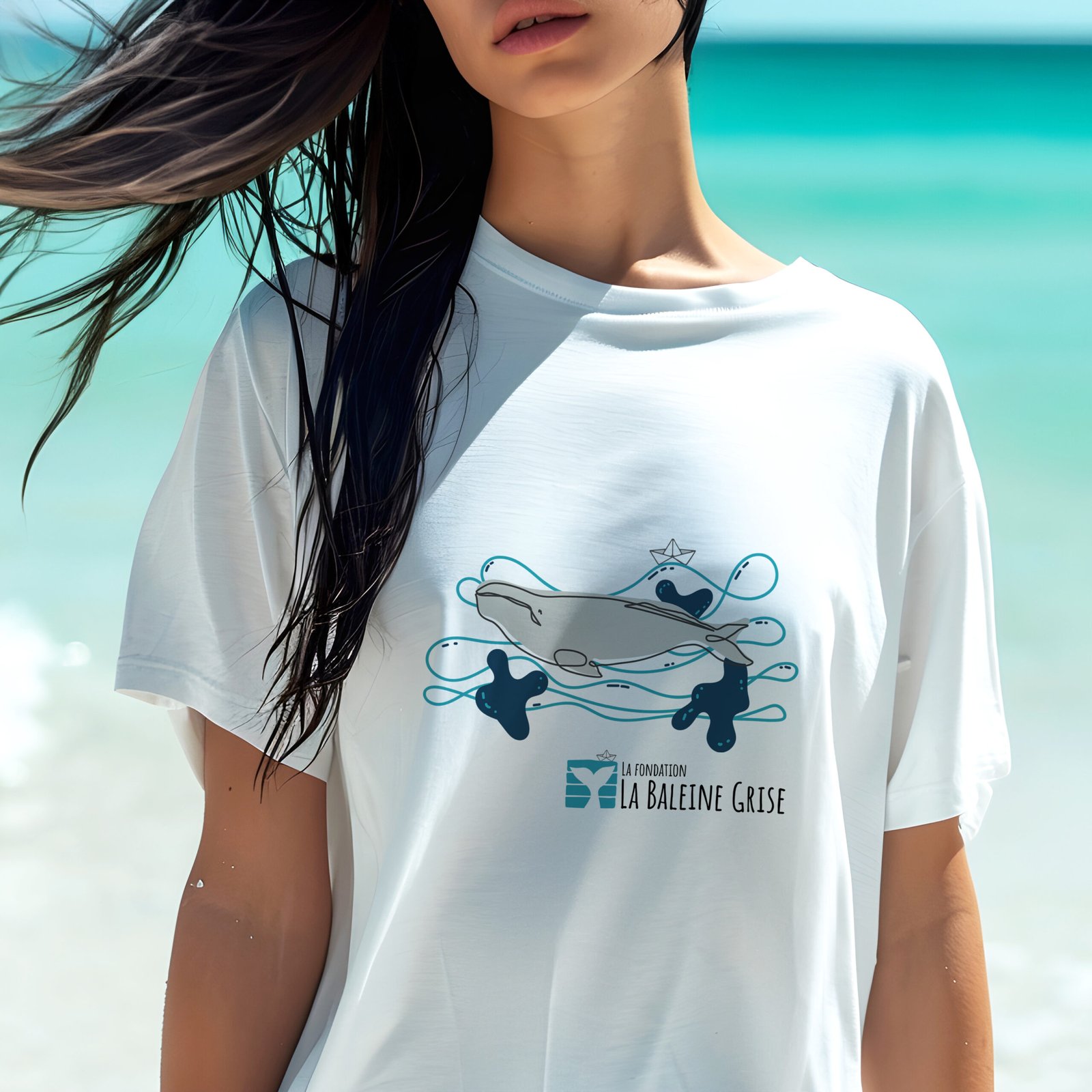 design de tshirt baleine grise